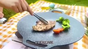 HOMINDO Alat Panggangan BBQ Grill Pan Korean Wajan Bulat Anti Lengket Serbaguna