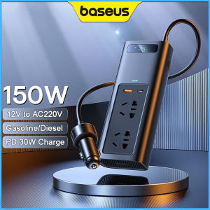 Baseus 150W In-car Inverter CN EU Plug AC 220V USB Type C Output Fast Charging for 12V Gasoline Diesel Vehicles