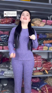 Đồ Bộ Cổ Tròn Tay Dài Quần Baggy chất liệu gân đũa lạnh đồ bộ nữ mặc nhà đồ bộ ủ kem