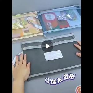 A4 File Storage Bag Zipper Style Double-layer Mesh Storage Bag Large Capacity Student Stationery Storage Bag Transparent Folder