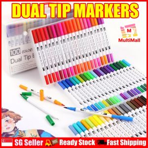 Premium Dual Tip Art Markers Set 12/24/36/48/60/80/100*Brufuner Oil Colour Pencils*Colors Markers Dual Tip*Dual Tip Art Marker*Kid Colour marker set*Dual tip Brush Pen* Sketch Drawing Dual Head Watercolor Marker Pen*Art Painting Set for Kid*Gift