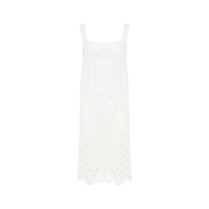 Embroidered Acetate Square Neck Straps Dress