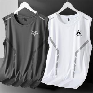 Ice Silk Back Speed Mens Summer Sleeveless T-Shirt Large Size Fitness Sports Dry Net Eye Fashion Sun Protection Clothing
