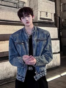 ZHUOCAN | Blue Short Mens Spring/Fall Denim Jacket