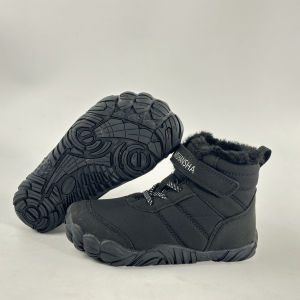 Outdoor Warm Anti-slip High Help Hiking Shoes for Kids with Extra Fur Cold Proof Windproof Five Finger Cotton Shoes Snow Boots