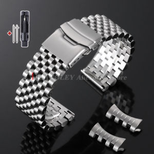 Luxury Solid Stainless Steel Watch Band 20mm 22mm Matte Silver Bracelet for Seiko for Omega Strap Men Replacement Universal Band