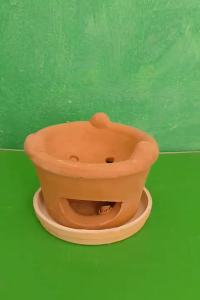 Combo lò đất nung nhỏ 14 cm và khay đựng