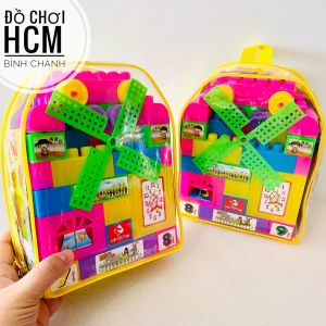 [47 CHI TIẾT HÀNG VIỆT NAM] Đồ chơi balo lắp ghép lego nút lớn dành cho bé thích lắp ráp lego xếp hình sáng tạo
