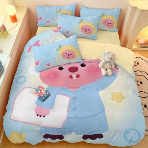 Ruby Loopy Cotton Four-Piece Set Cartoon Cute Little Beaver Student Dormitory Pure Cotton Bed Sheets Fitted Sheet Duvet Cover