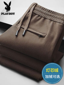 Playboy Corduroy Pants Mens Thickened Straight Leg Sporty Casual Winter Autumn Wear Comfortable Fashionable Business Casual