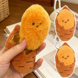 5Pcs Creative Roasted Sweet Potato Plush Charm Detachable Design Smiley Face Soft Squishy for Bag Key Decoration