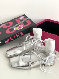 XUJIA | French Low Heel Silver Fashionable Mary Jane Shoes