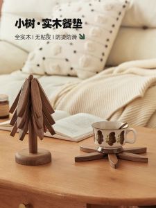 Thảm Bàn Ăn Bằng Gỗ Nguyên Khối Chống Nóng Chống Bỏng Dùng Trong Nhà Bếp Thảm Cốc Đồ Trang Trí Không Đều Hình Học Màu Trơn