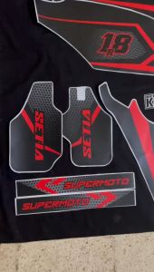 Dekal Stiker Full Body Variasi Sticker Motor CRF 150L Motif Supermoto Hitam Merah