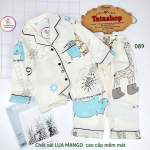 11 đến 16kg - Bộ pijama dài tay mặc ngủ cho bé gái size đại vải lụa mango cao cấp - 089