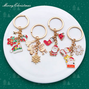 สร้อยกุญแจโลหะสุดน่ารัก ตัวต่อตกแต่งคริสต์มาส ของขวัญเล็ก ตัวการ์ตูน สร้อยกุญแจคริสต์มาส ของขวัญสร้างสรรค์