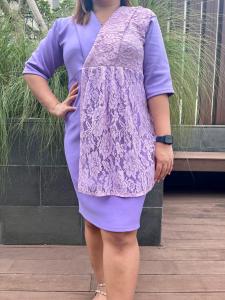 Dress Wanita Kekinian Viral DS1618: Bahan Scuba Kombi Brukat