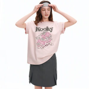 DUSHU | Leopard Strawberry Letter Print Embroidered T-Shirt