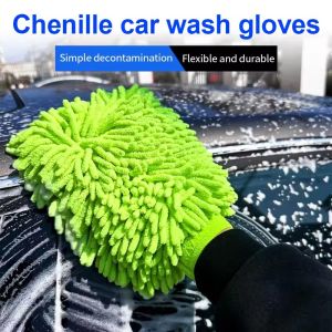 ถุงมือล้างรถกำมะหยี่หนา2ชิ้นถุงมือทำความสะอาดดูดซับพิเศษอุปกรณ์ทำความสะอาดซักรายละเอียดรถยนต์