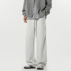 กางเกงวอร์มทรงหลวมสไตล์อเมริกันสำหรับผู้ชาย กางเกงขายาวทรงสปอร์ตแบบลำลอง ทรงหลวม ทรงสเวตเตอร์ ทรงมีดโค้ง สไตล์ย้อนยุค ฤดูใบไม้ร่วง/ฤดูหนาว