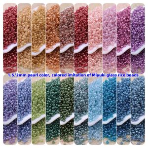 Non Fading 1.5mm/2mm Pearl Color Colored Imitation of Miyuki Glass Rice Beads Handmade DIY Woven Bracelet Jewelry Loose Beads