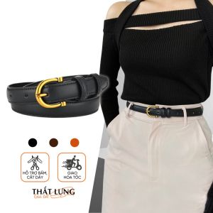 Thắt Lưng Nữ Bản Nhỏ Da Đẹp Dày Xịn Dây Nịt Bản Nhỏ Dây Lưng Quần Áo Nữ Mặt Vàng Chữ C Nhỏ Kiểu Hàn Quốc Maxshopdoc