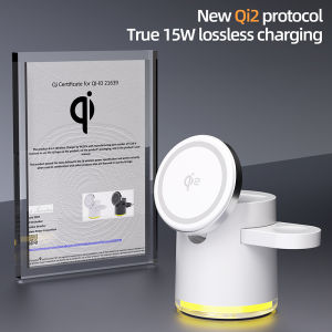 ZUZG 3-IN-1 Qi2 15W Wireless Charger Foldable Charger for Apple Devices (iPhone 12-17 Series)for Samsung Devices (Fold6 Fold5 Flip5 S25 Series) iWatches Samsung WatchAirPods Galaxy Buds