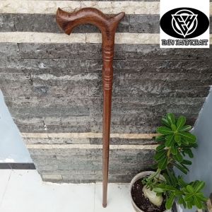 Tongkat jalan kayu kelor Jawa motif cula bubut