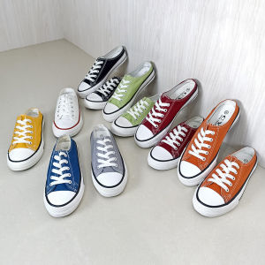 Azgalery SPT-01: Sepatu Fashion Wanita Kanvas Tanpa Tutup Belakang