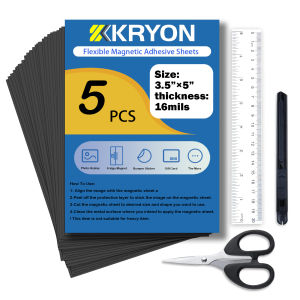 Self Adhesive Magnetic Sheets 3.5x5 inch 5 PCS 16Mil Thick Flexible Cuttable Magnets for DIY Crafts Photos Stickers