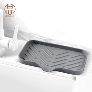Silicone Drain Mat Faucet Splash Proof Soap Kitchen Countertop Water Filter Sink Storage Mat Blue Rectangular Non Slip Pad