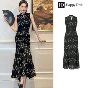 Happy Diva เดรสผู้หญิง เดรสสีดำ เดรสกี่เพ้า เดรสแขนกุด เดรสทำงาน เดรสไฮโซ เดรสวินเทจ เดรสออกงาน เดรสปาร์ตี้ ชุดราตรี 65025