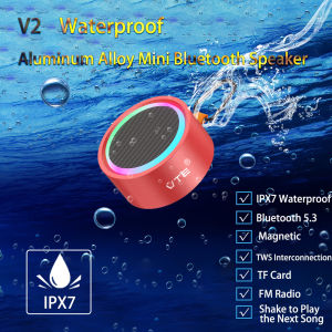 V2  Magnetic Attraction Bluetooth Speaker Wireless IPX7 Waterproof Stereo Sound TWS  High Volume Outdoor  Color Light Portable