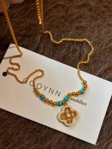 GOOYNN | Phụ Kiện Dây Chuyền Hình Bốn Lá Clover Đính Kim Cương Phong Cách Trung Quốc