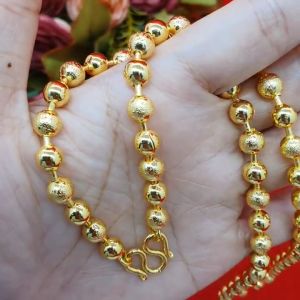 สร้อยคอทองลายสลับเม็ดจิก 6มิล ความยาว 20 นิ้ว หุ้มเศษทองแท้เยาวราช ใส่ได้ทุกโอกาส ชุบทอง