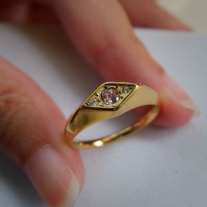 BBแหวนสแตนเลส18kหน้าตัดประดับมี3แบบให้เลือก