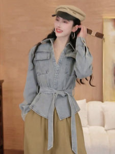 Chic Elegant French Styled Long Sleeve Denim Jacket