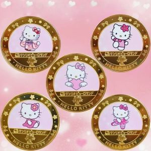 Sanrio Q Figurals Hello Kitty Commemorative Coins Anime Action Figures Cute Toys Souvenir Coin Decoration Children Birthday Gift
