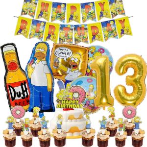 Takara Tomy | Simpsons Figures the Simpsons Birthday Decoration Party Favors Balloons Backdrop Banner Cake Decoration Baby Showe Gift Toys