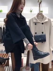Elegant Belted Mid Long Style Thickening Tweed Coat For Petite Figure