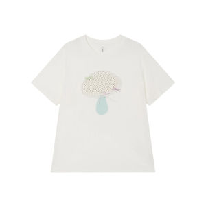 Mushroom Light Round Neck Casual T Shirt