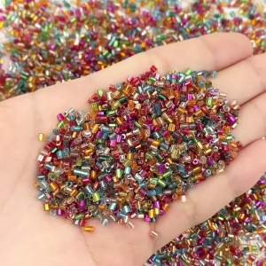 Hạt Cườm Thủy Tinh Séc 2mm Màu Bạc Dạng Ống Dùng Làm Phụ Kiện Trang Sức Tự Làm Như Vòng Tay Vòng Cổ.