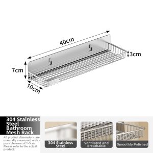Wall-mounted Drill-free Makeup Storage Rack Stainless Steel