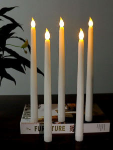 รีโมทคอนโทรลยาวเสาอิเล็กทรอนิกส์เทียนไร้ควันงานแต่งงานร้านอาหารฮาโลวีน Led ยาว Sharp Head เทียนกันลม