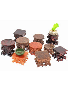 Carved Wooden Base Tea Pot Small Ornament Red Teak Wood Chicken Wing Wood Strange Stone Jade Carving Wooden Tray Home Decor