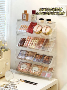 กล่องเก็บเครื่องสำอางอะคริลิค ชั้นวางของบนโต๊ะ ชั้นวางโชว์ อุปกรณ์จัดระเบียบแป้งพัฟ อายแชโดว์ แบบขั้นบันได อุปกรณ์ในห้องน้ำ
