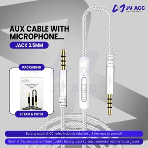 NANVAN AUX CABLE WITH MICROPHONE + VOLUME SETTING 1X1 KABEL AUDIO JACK 3.5MM