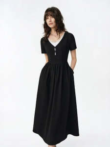 DUSHU | Micro-custom Lace-spliced Elegance Split-design Black Dress
