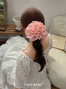 Handmade French Style Cream Puff Hair Ties Extra Large 4 Layers Lace Trim Elastic Hair Bands Head Ropes Fashion Accessories