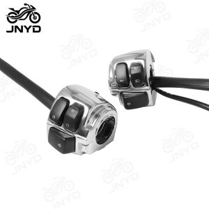 JNYD Motorcycle Chrome/Black 1" 25mm Handlebar Control Switch Turn Signal Handle Bar Switches For XL883 Sportster Dyna